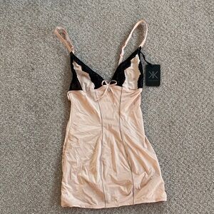 Kardashian Kollection Blush and Black Lace Slip